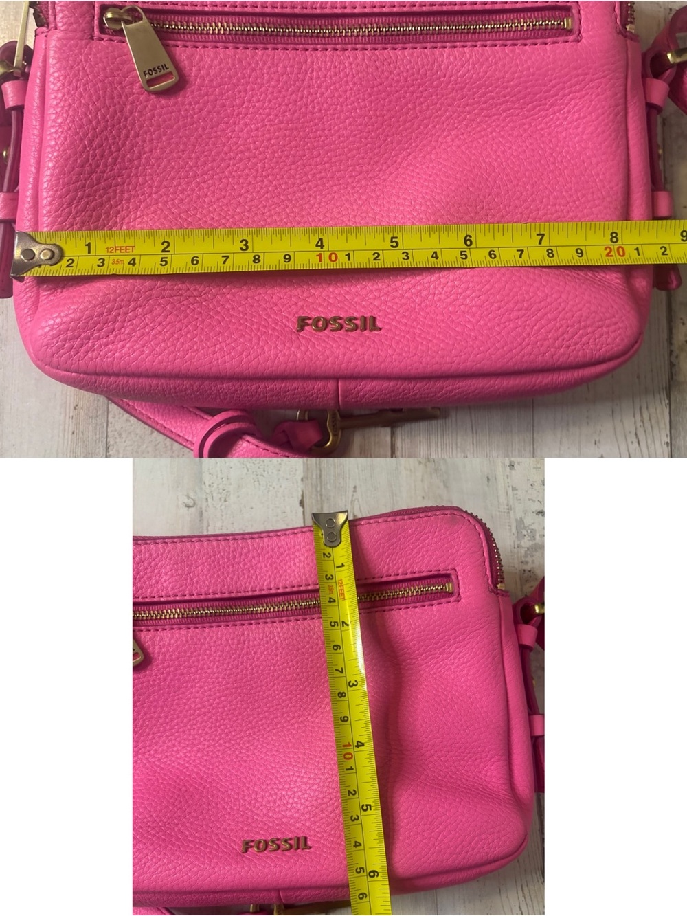Fossil Piper Crossbody Sling Bag Bright Pink Pebbled Leather - Picture 15 of 15